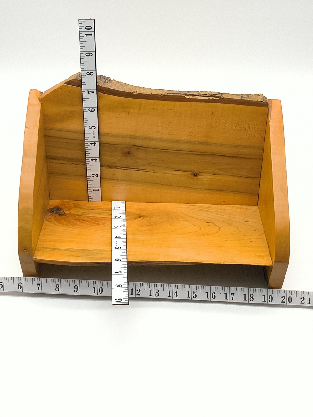 Handcrafted Live Edge Solid Wood Desktop Book Trough & Display Shelf - Picture 7 of 13